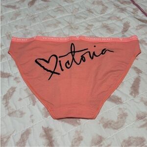 Victoria's Secret Coral Briefs with Black Script